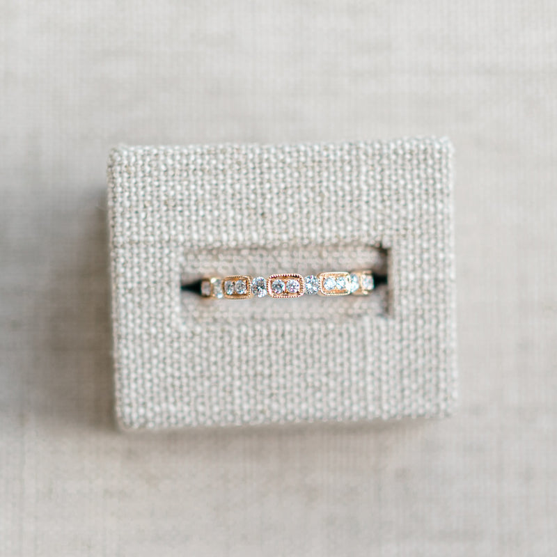 Vintage Inspired Rose Gold Diamond Band