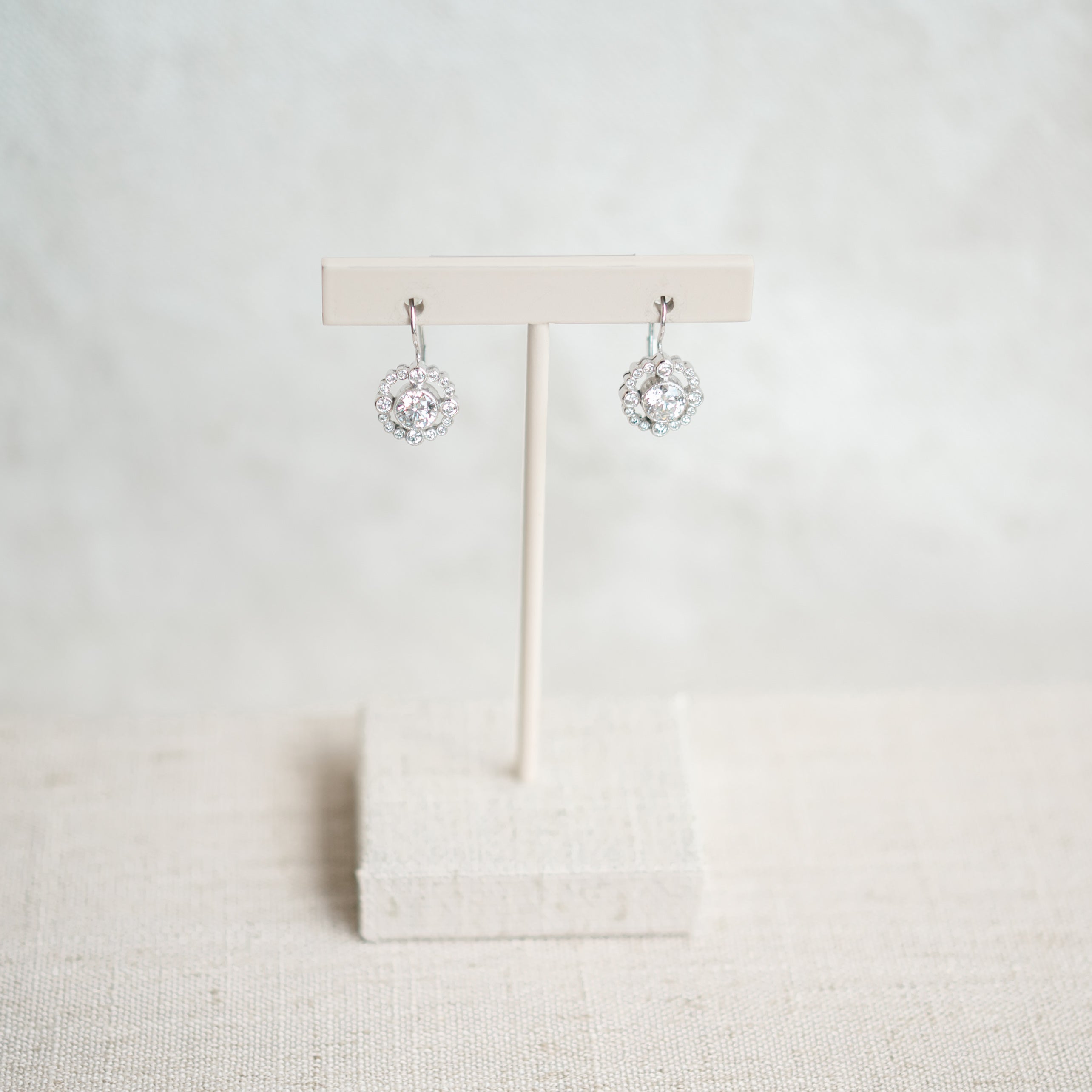 Vintage Inspired Diamond Halo Earrings