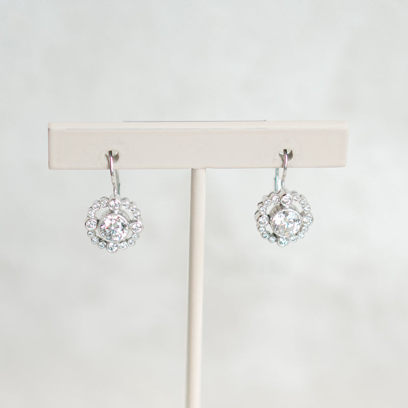 Vintage Inspired Diamond Halo Earrings