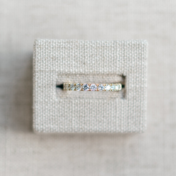 0.75ct yellow gold round diamond half eternity band