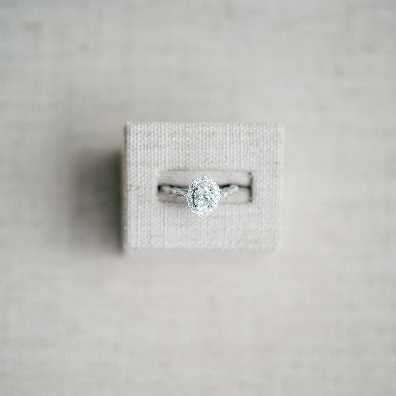 White Gold Vintage Inspired Diamond Oval Shape Semi Mount