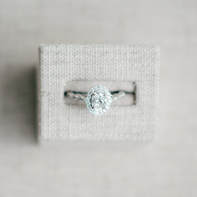White Gold Vintage Inspired Diamond Oval Shape Semi Mount