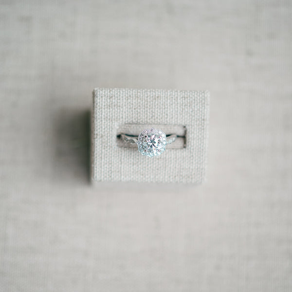 White Gold Vintage Inspired Diamond Halo Round engagement ring
