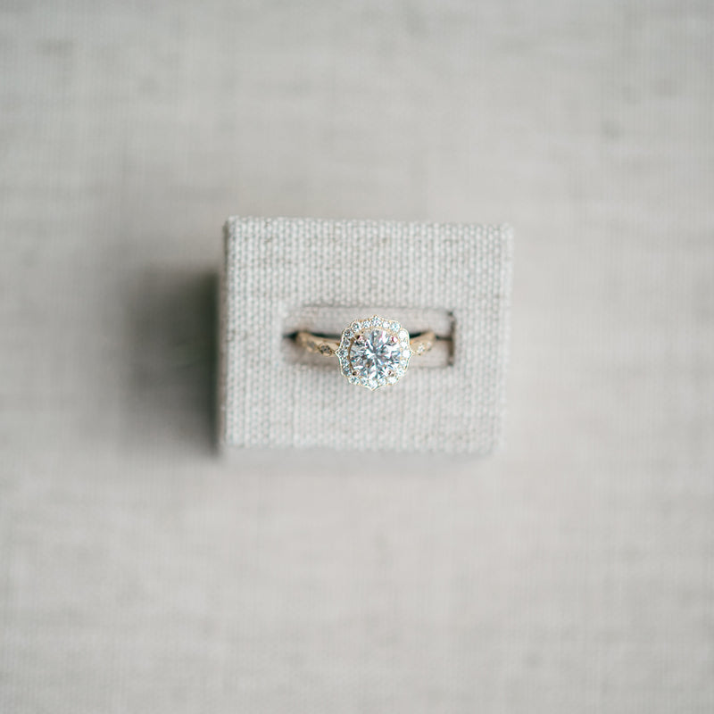 Yellow Gold Vintage Inspired Diamond Halo Semi Mount