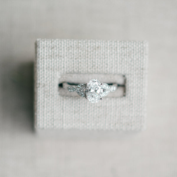 Oval Diamond Antique Inspired Engraved Semi Mount