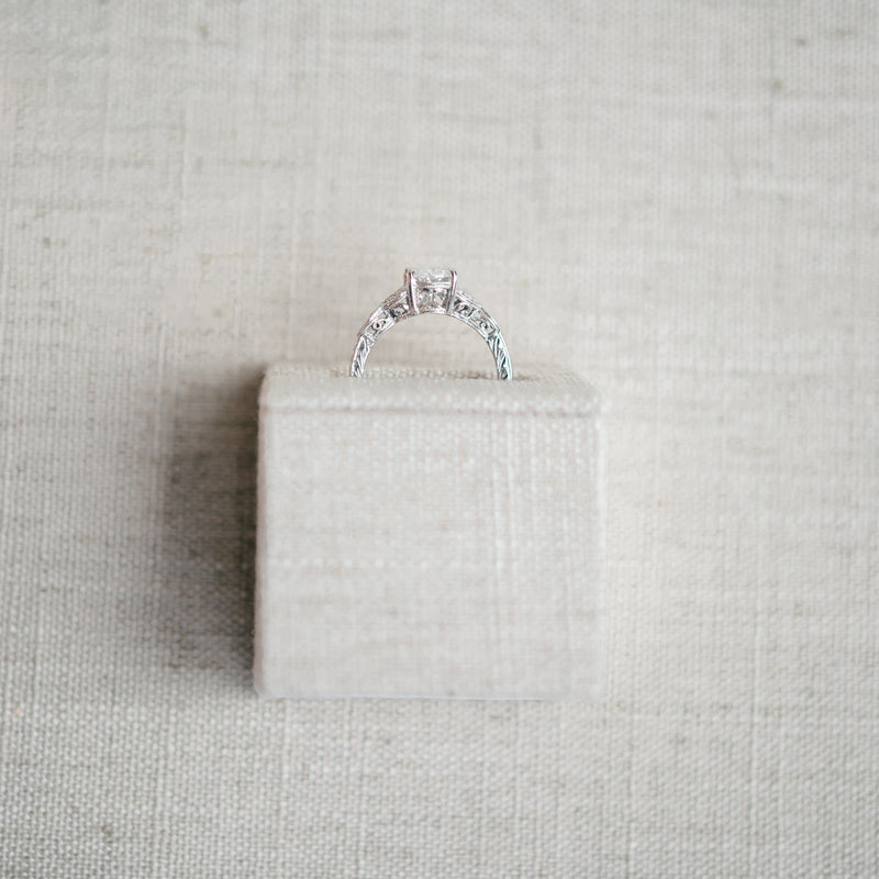 Oval Diamond Antique Inspired Engraved Semi Mount