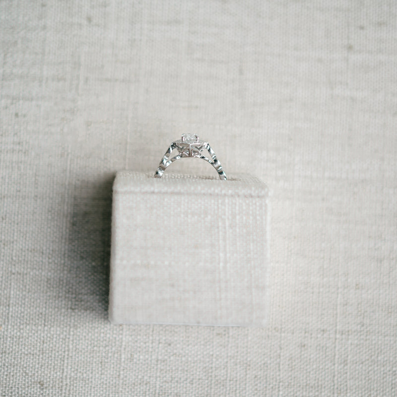 White Gold Vintage Inspired Diamond Oval Shape Semi Mount