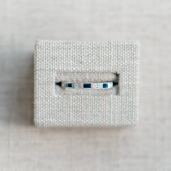 Diamond and Sapphire Baguette Half Eternity Band