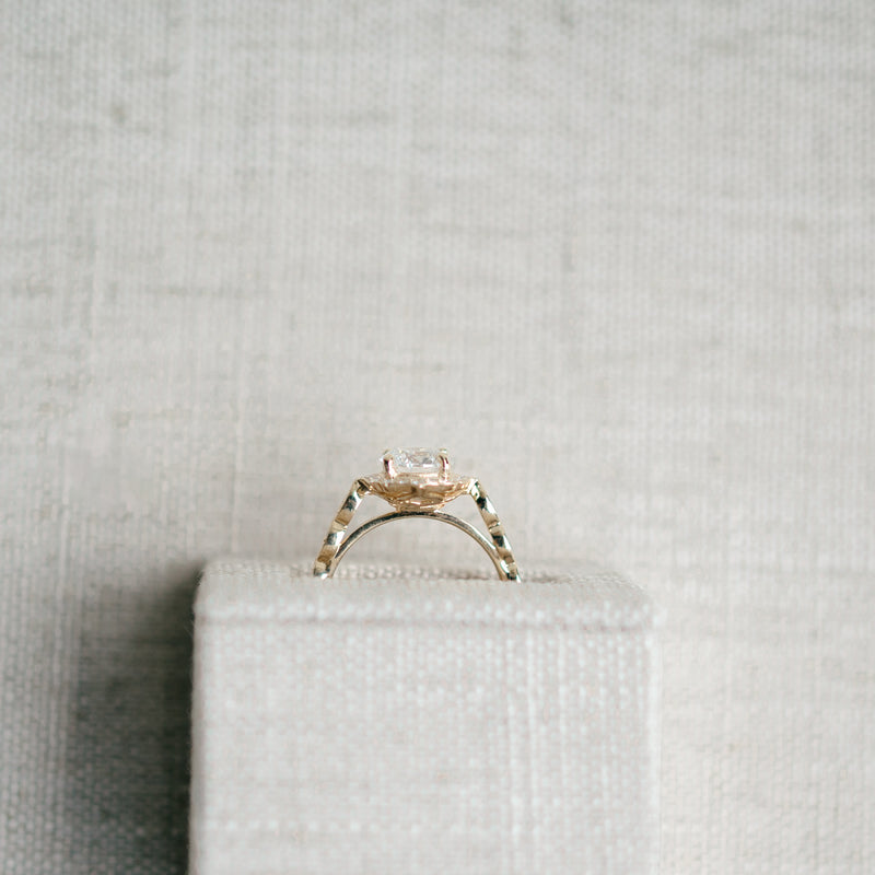 Yellow Gold Vintage Inspired Diamond Halo Semi Mount
