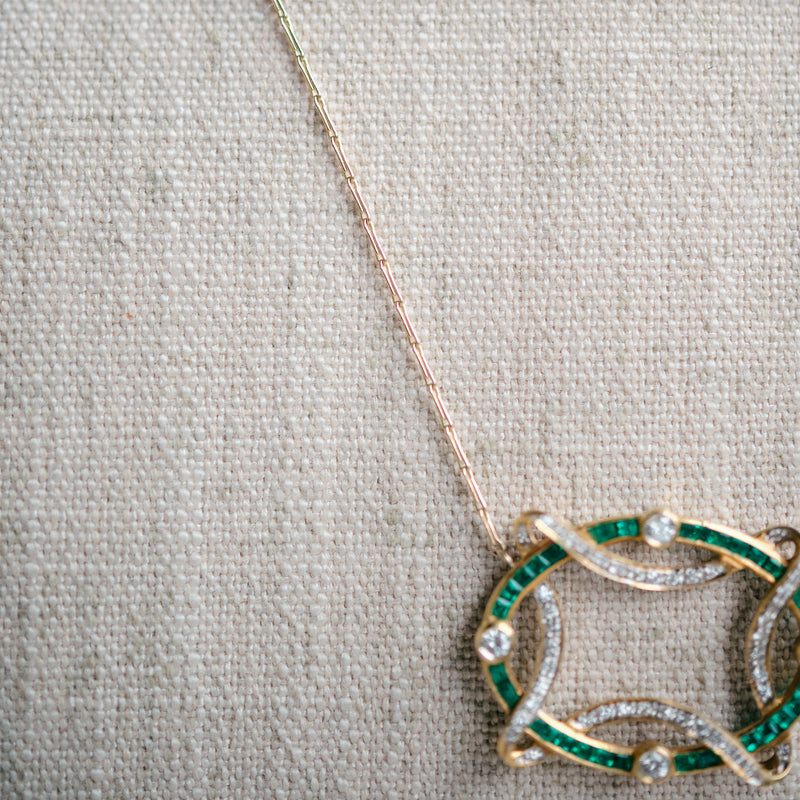 Emerald and diamond eternity pendant