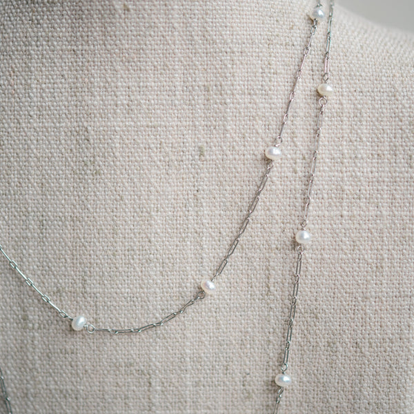 Platinum Station Pearl Necklace