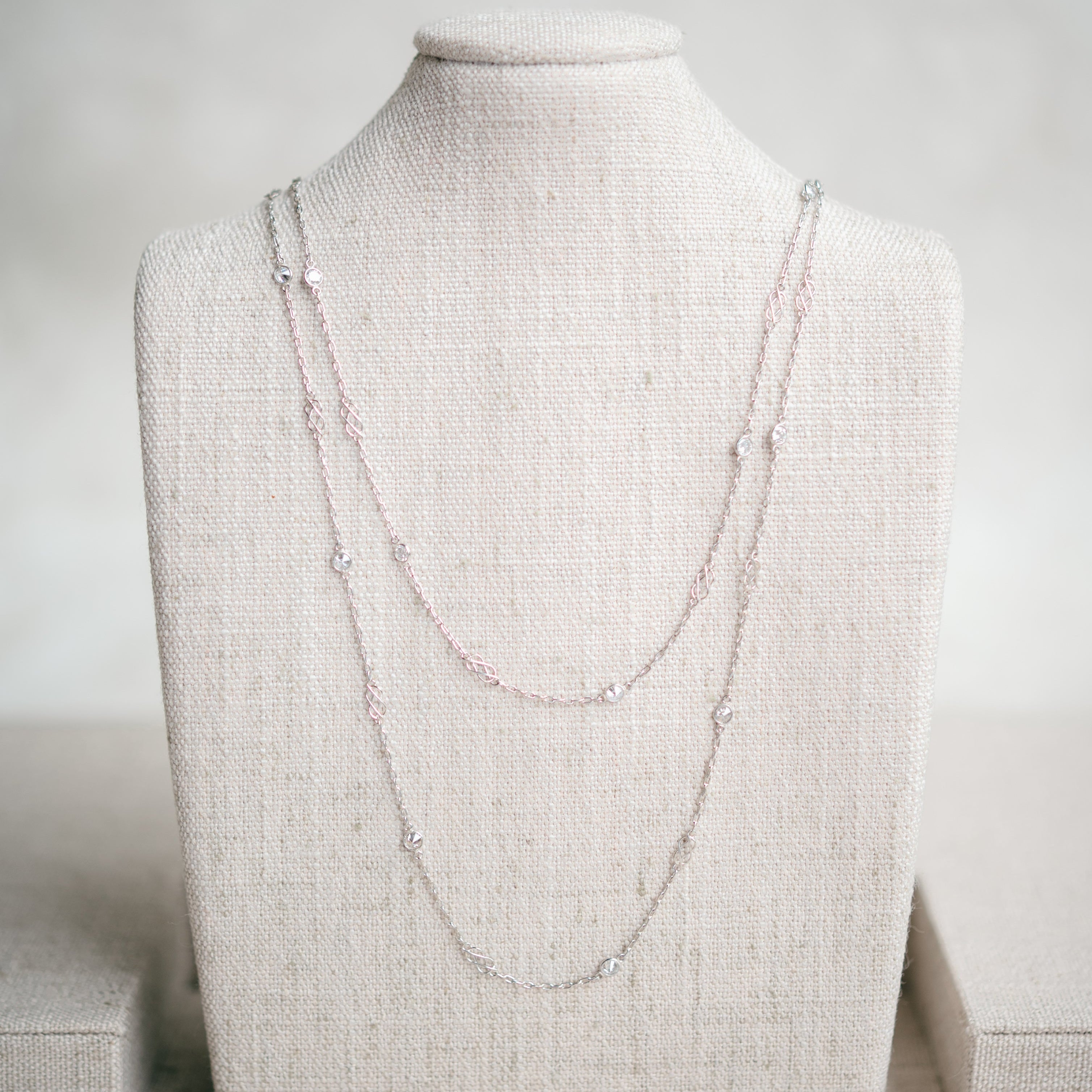 Vintage Platinum Diamond Station Necklace