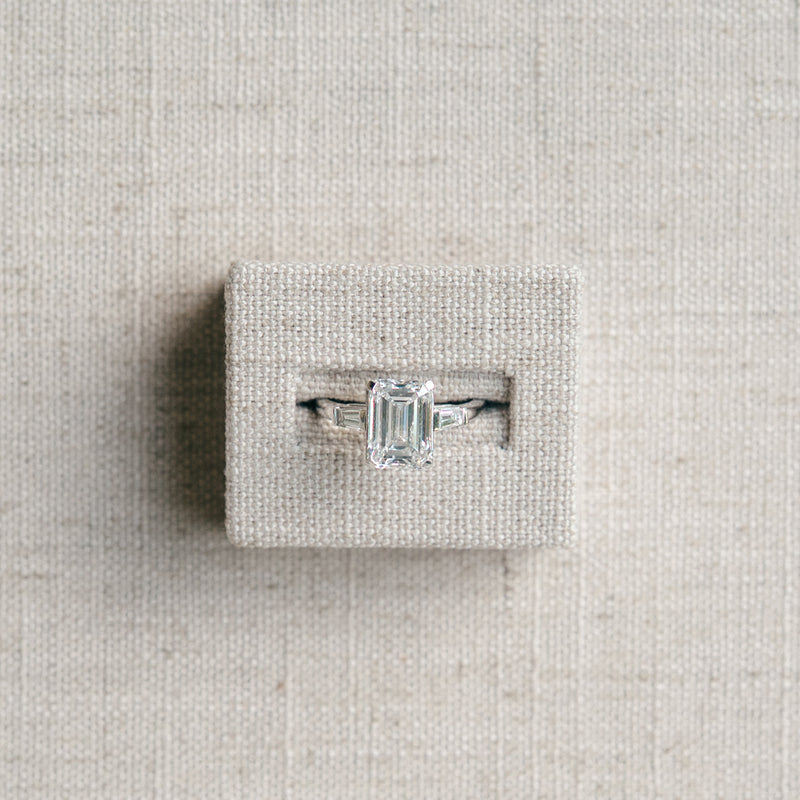 emerald cut diamond and baguette  ring