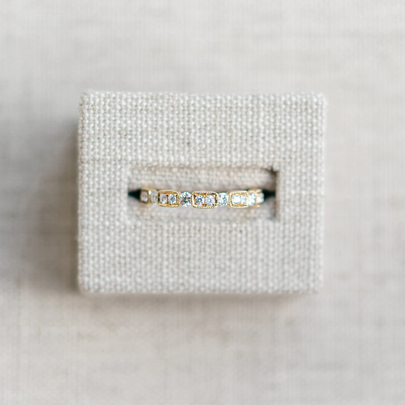 Vintage Inspired Yellow Gold Diamond Band