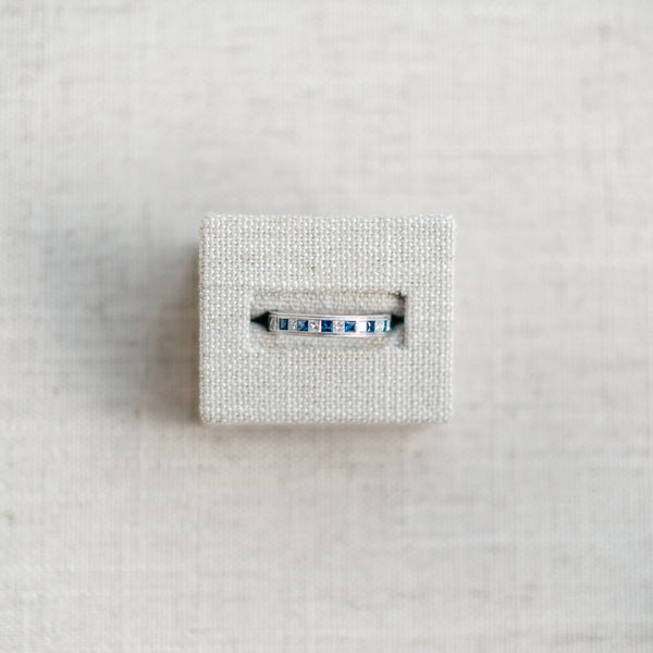 Princess Cut Diamond and Sapphire Half Eternity Band