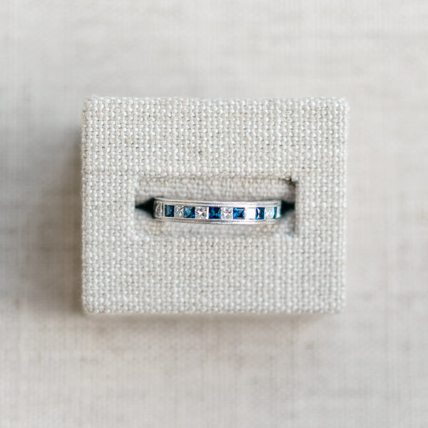 Princess Cut Diamond and Sapphire Half Eternity Band