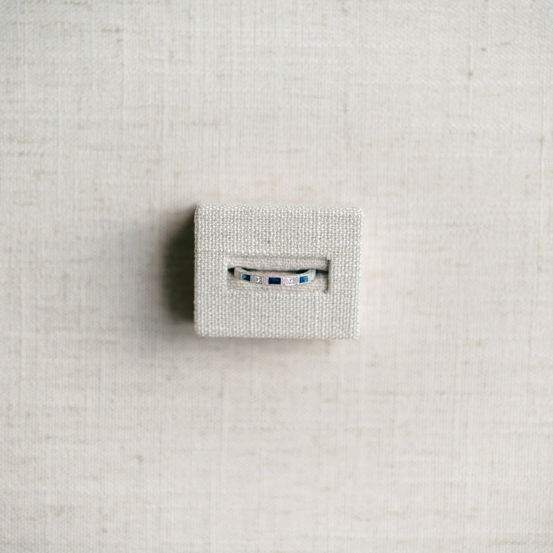 Diamond and Sapphire Baguette Half Eternity Band