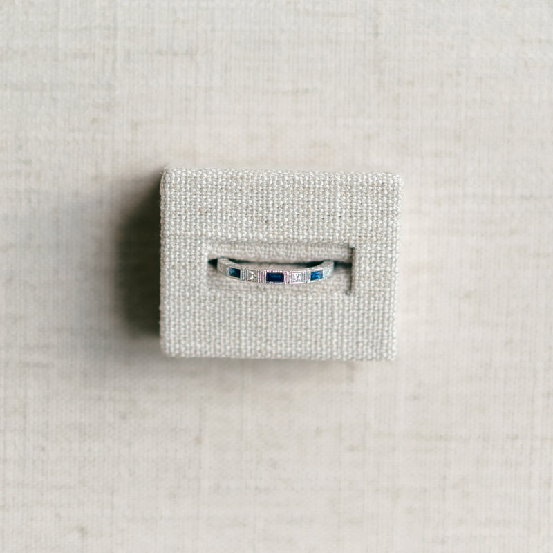 Diamond and Sapphire Baguette Half Eternity Band