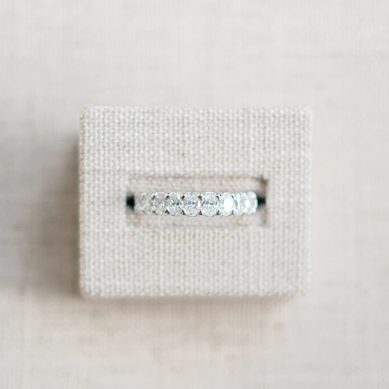 oval diamond half eternity band