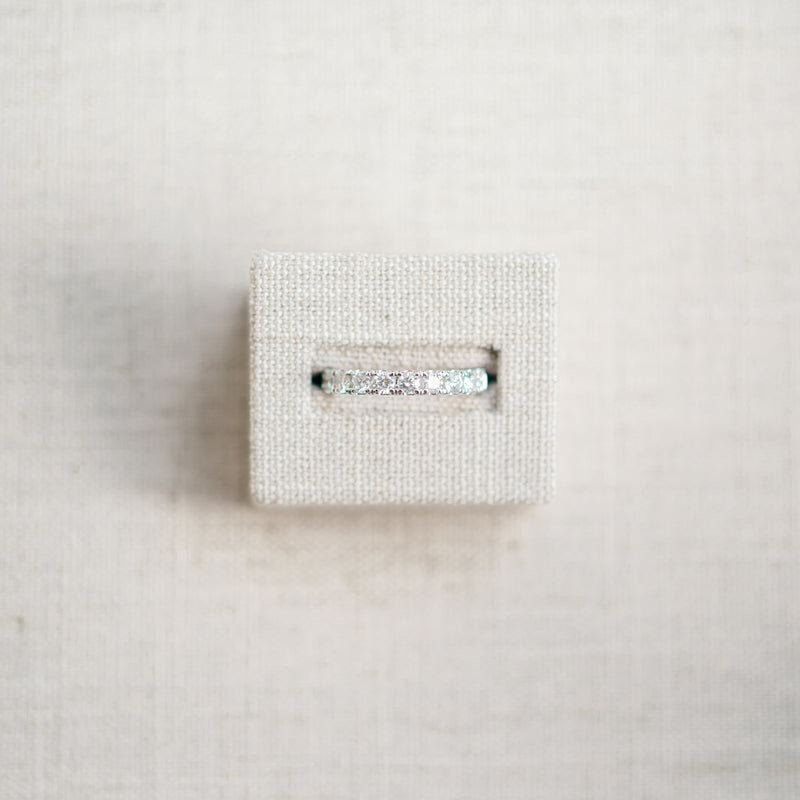 0.75ct french set diamond half eternity band white gold
