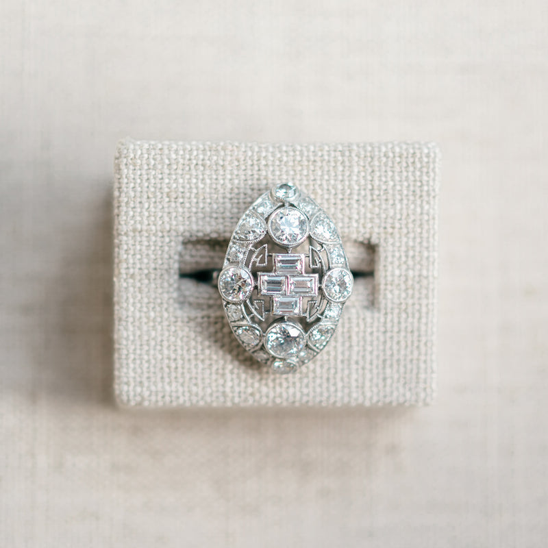 Art Deco Custom Handmade Diamond RIng