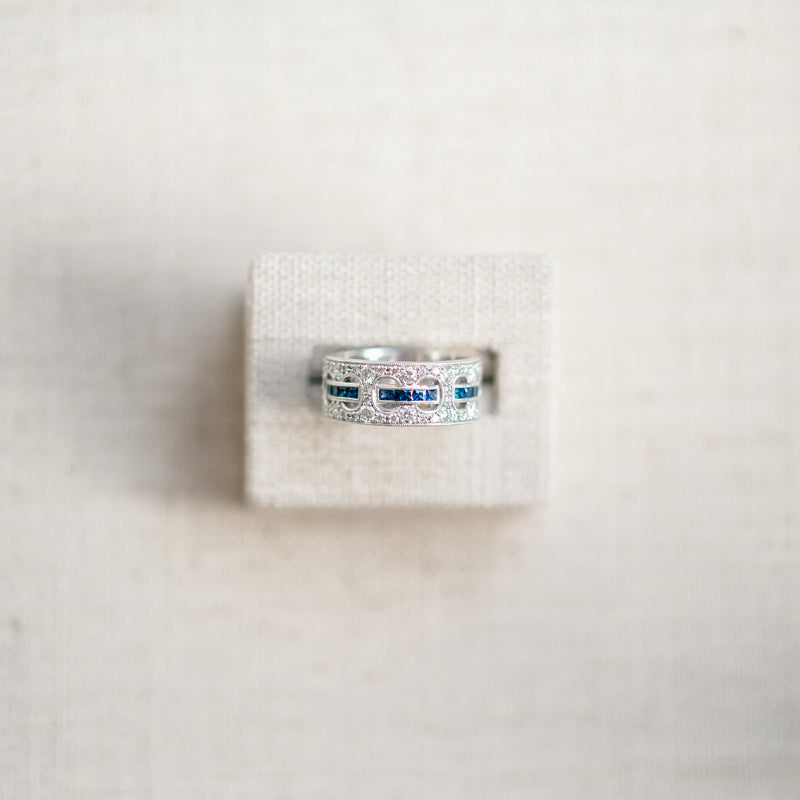 Diamond and Woven Sapphire Band