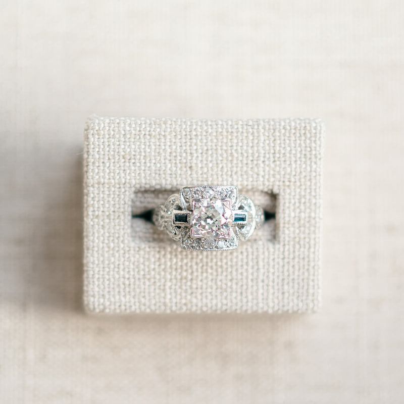 Art Deco Diamond and Sapphire Baguette Ring