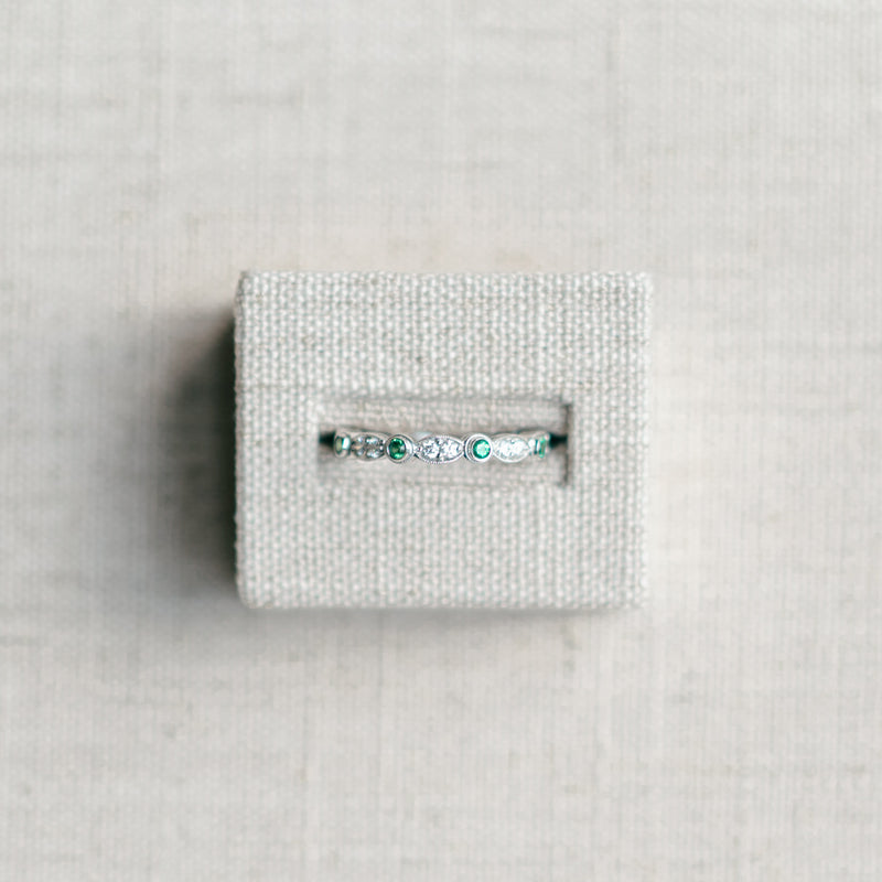 White Gold Diamond and Tsavorite Eternity Band