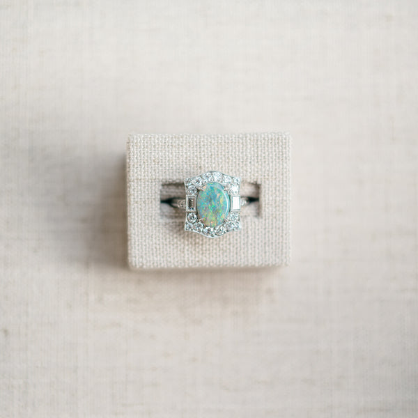 Black Opal and Diamond Ring