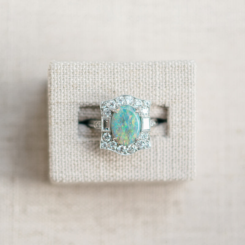 Black Opal and Diamond Ring