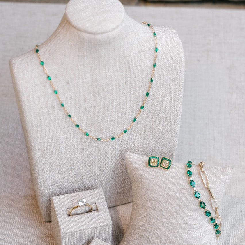 Green Enamel Paperclip Necklace