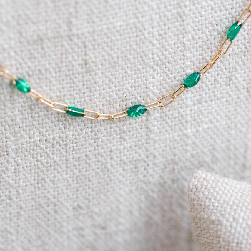 Green Enamel Paperclip Necklace