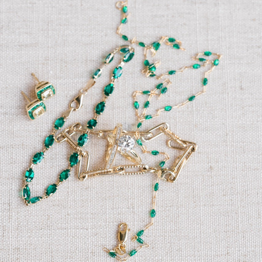 Green Enamel Paperclip Necklace