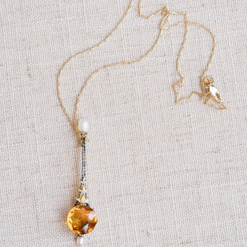 Citrine and Enamel Necklace