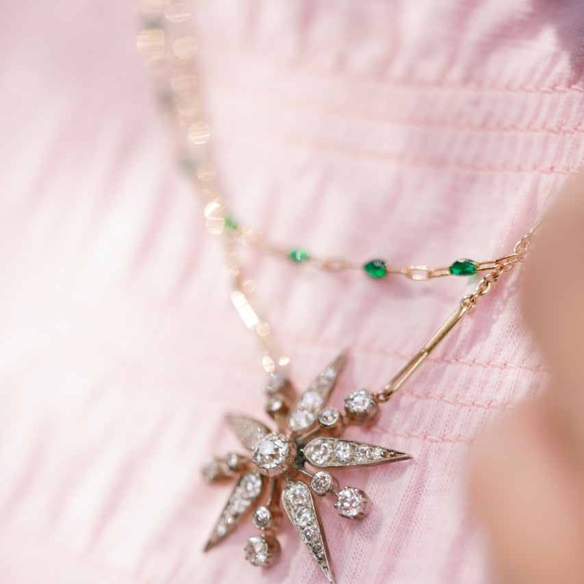 Green Enamel Paperclip Necklace
