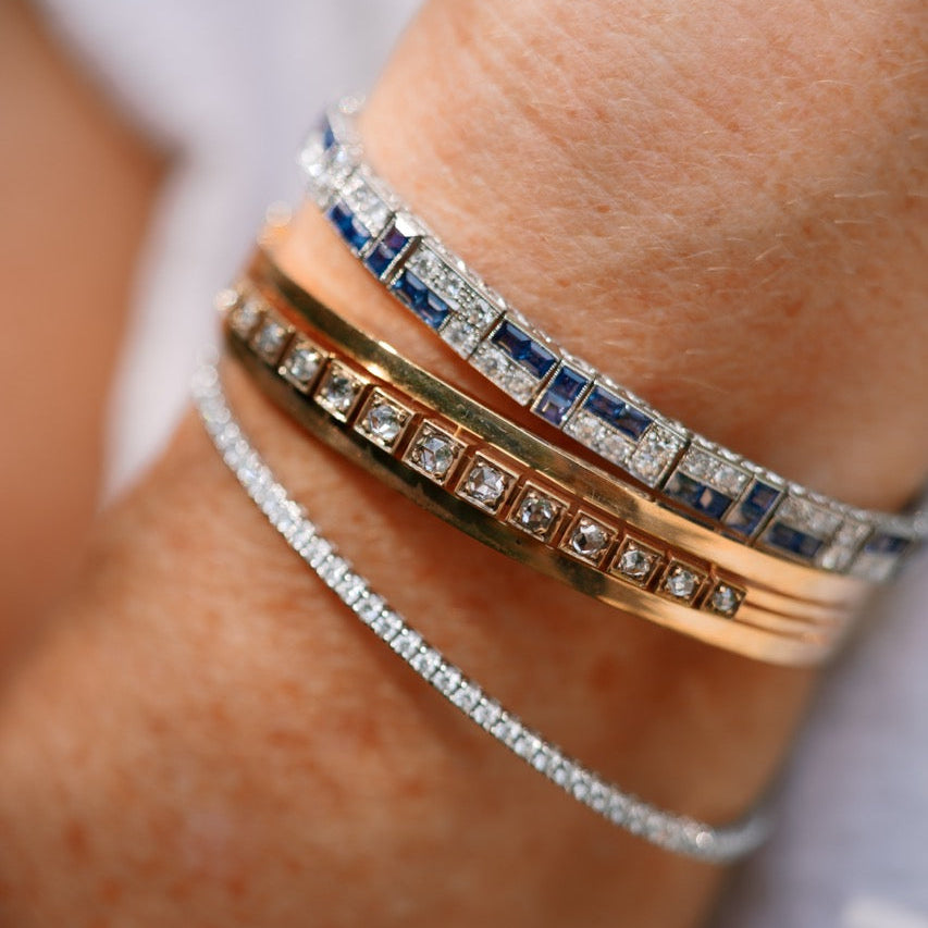 Antique Diamond and Sapphire Tennis Bracelet