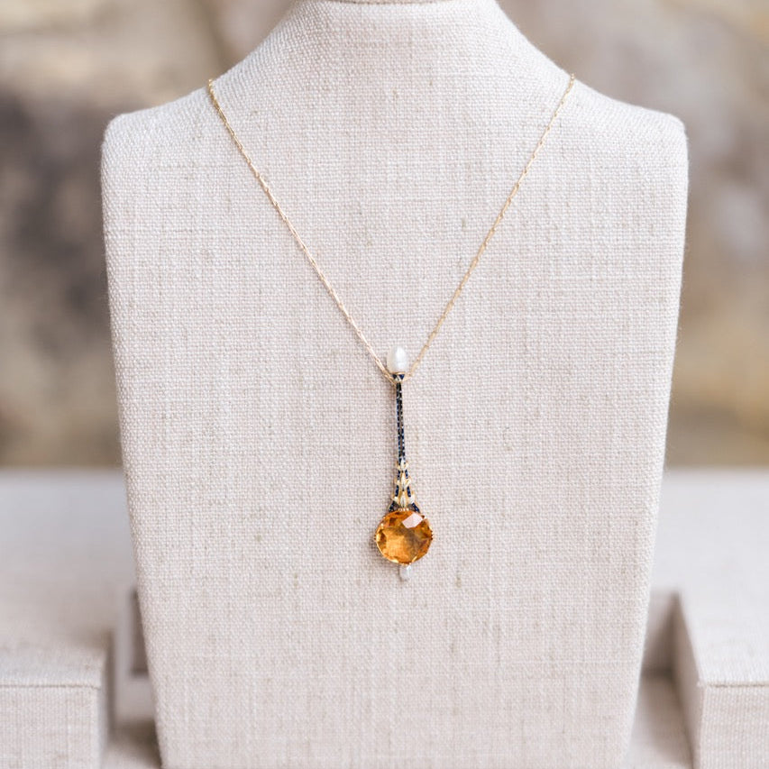 Citrine and Enamel Necklace