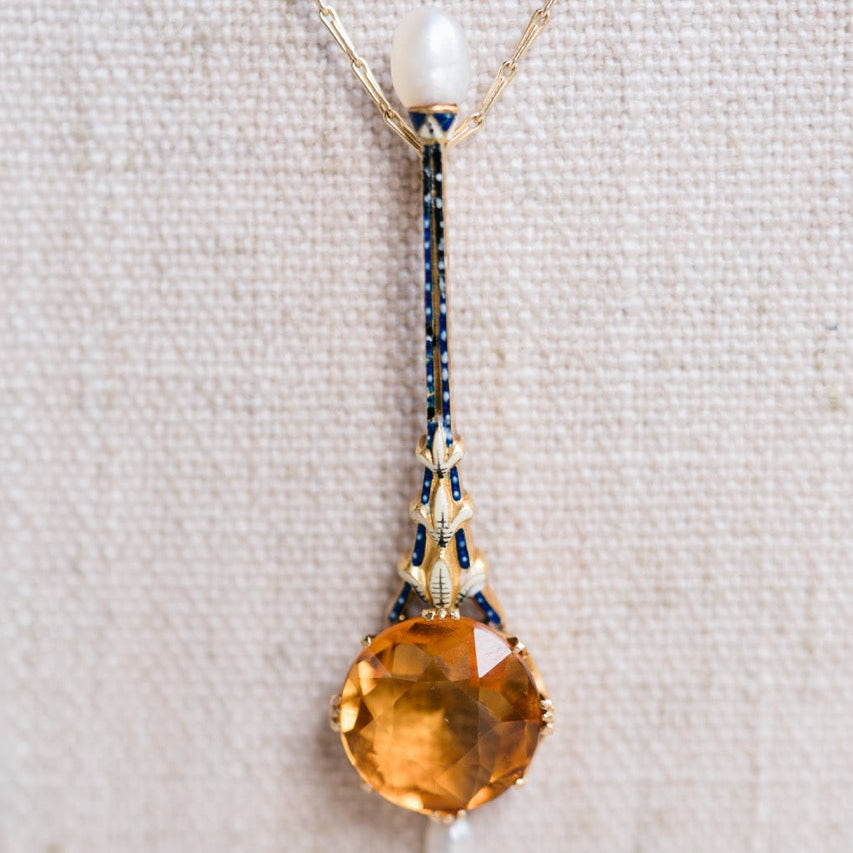 Citrine and Enamel Necklace