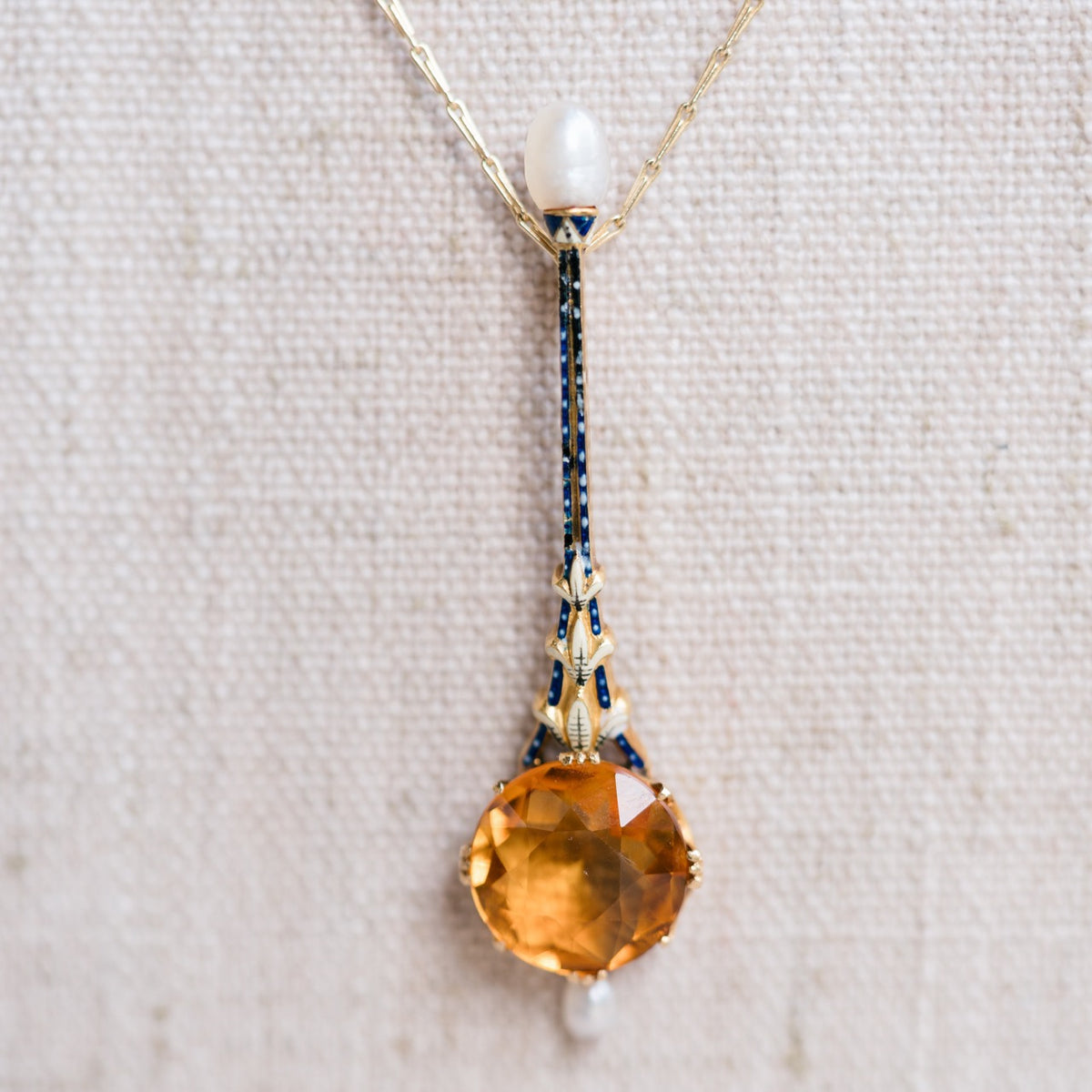 Citrine and Enamel Necklace