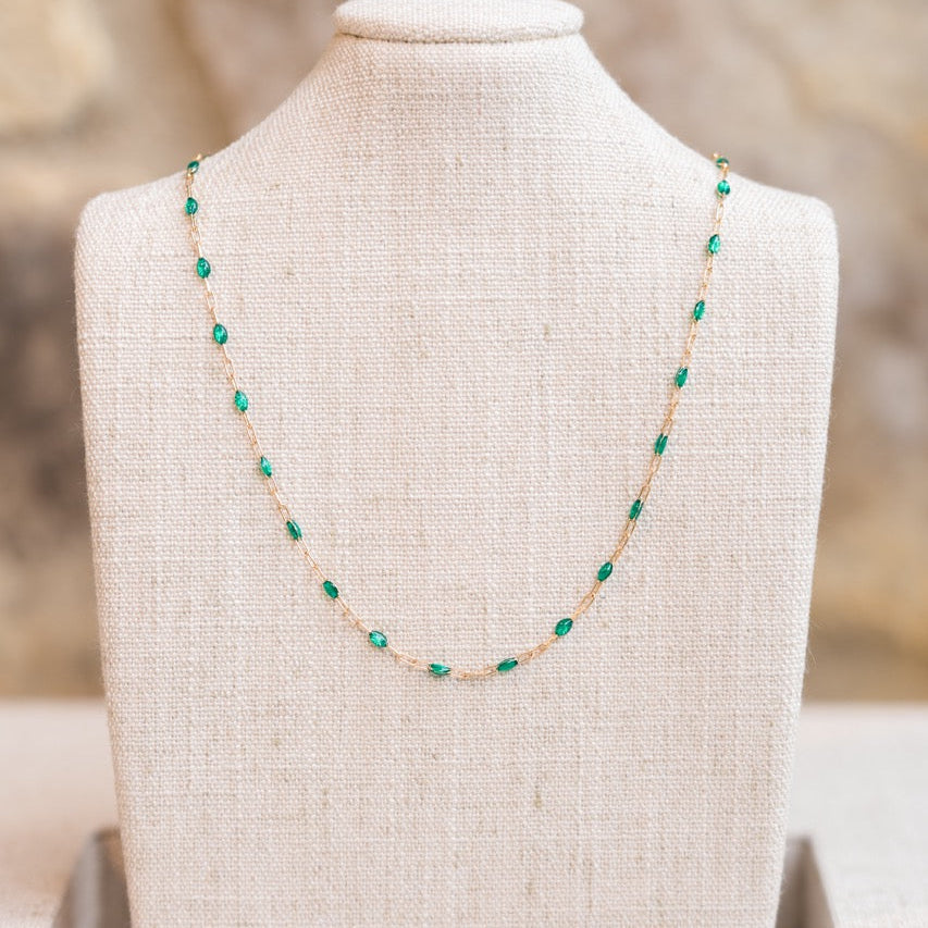 Green Enamel Paperclip Necklace