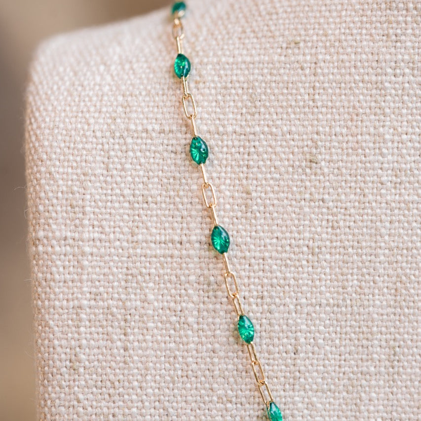 Green Enamel Paperclip Necklace