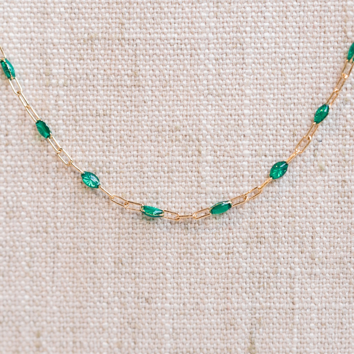 Green Enamel Paperclip Necklace
