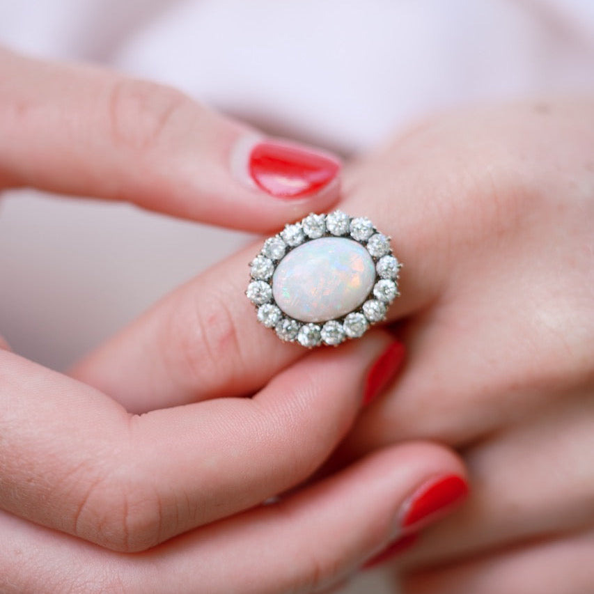 victorian opal and diamond ring