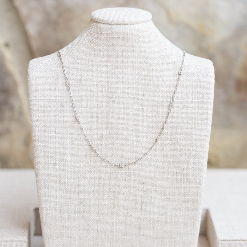 platinum princess cut diamond station necklace