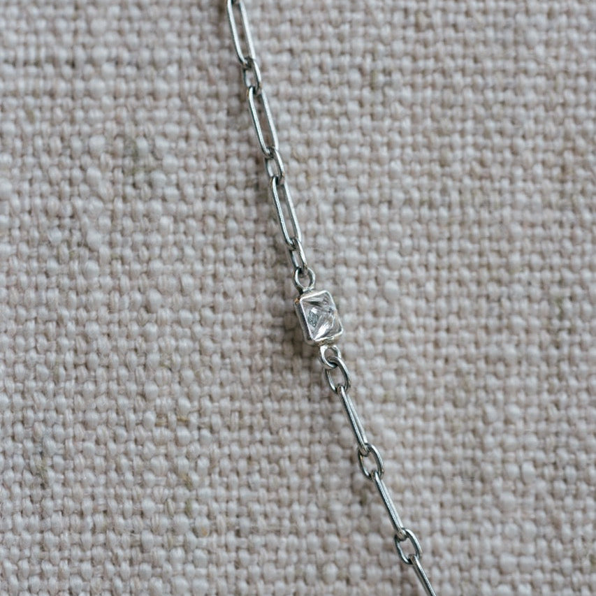 platinum princess cut diamond station necklace