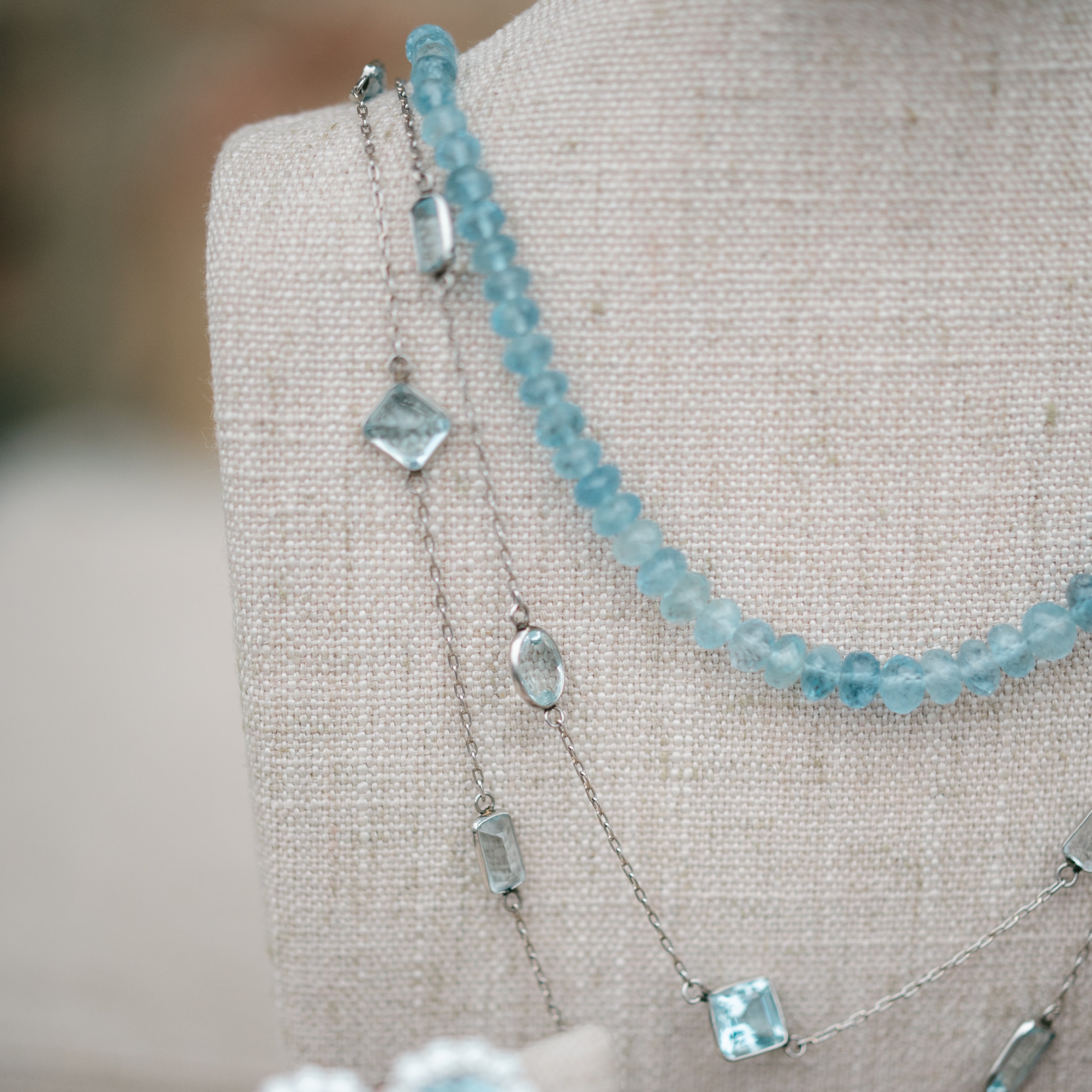 Aquamarine Graduated Bead Necklace