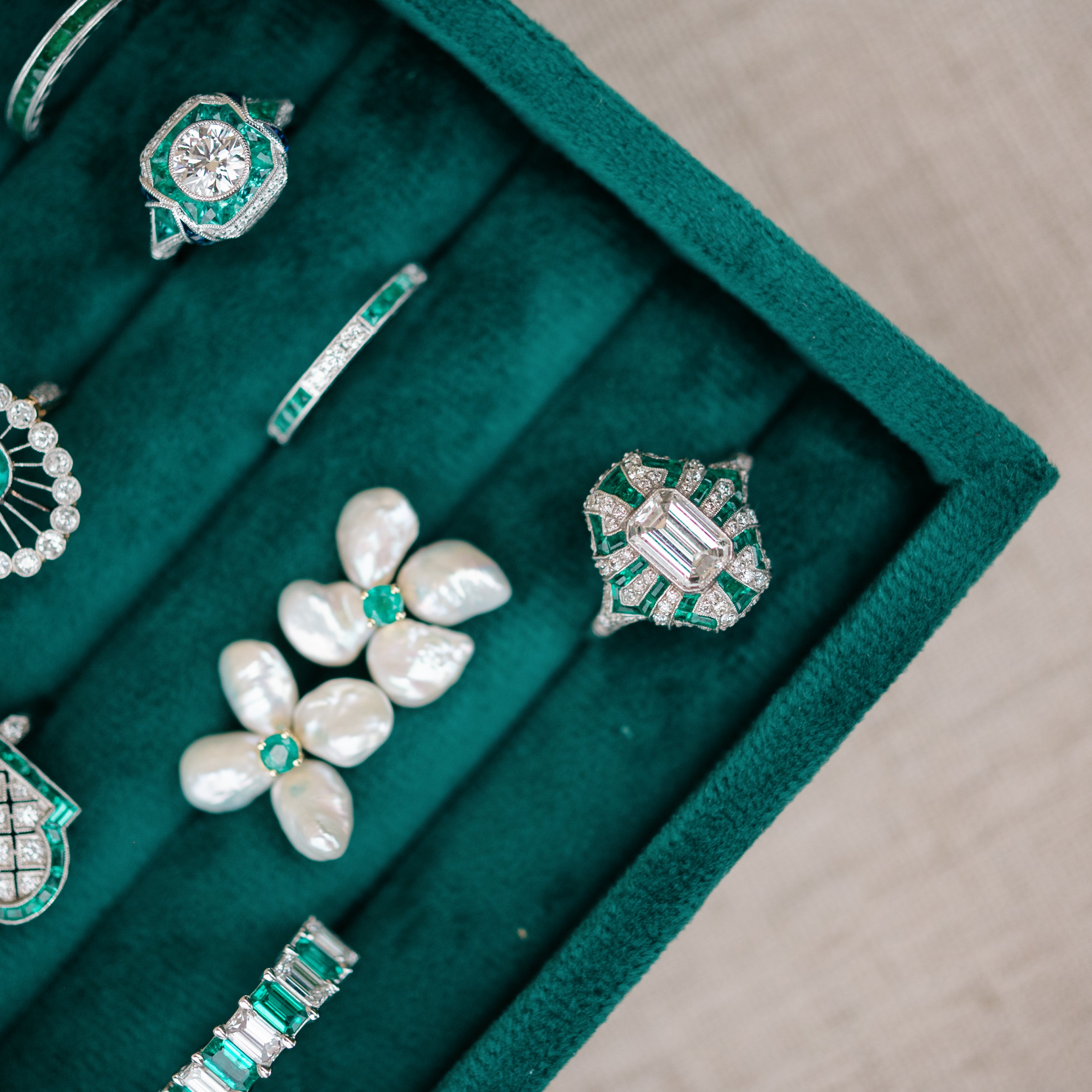 Diamond, Emerald and Sapphire Ring