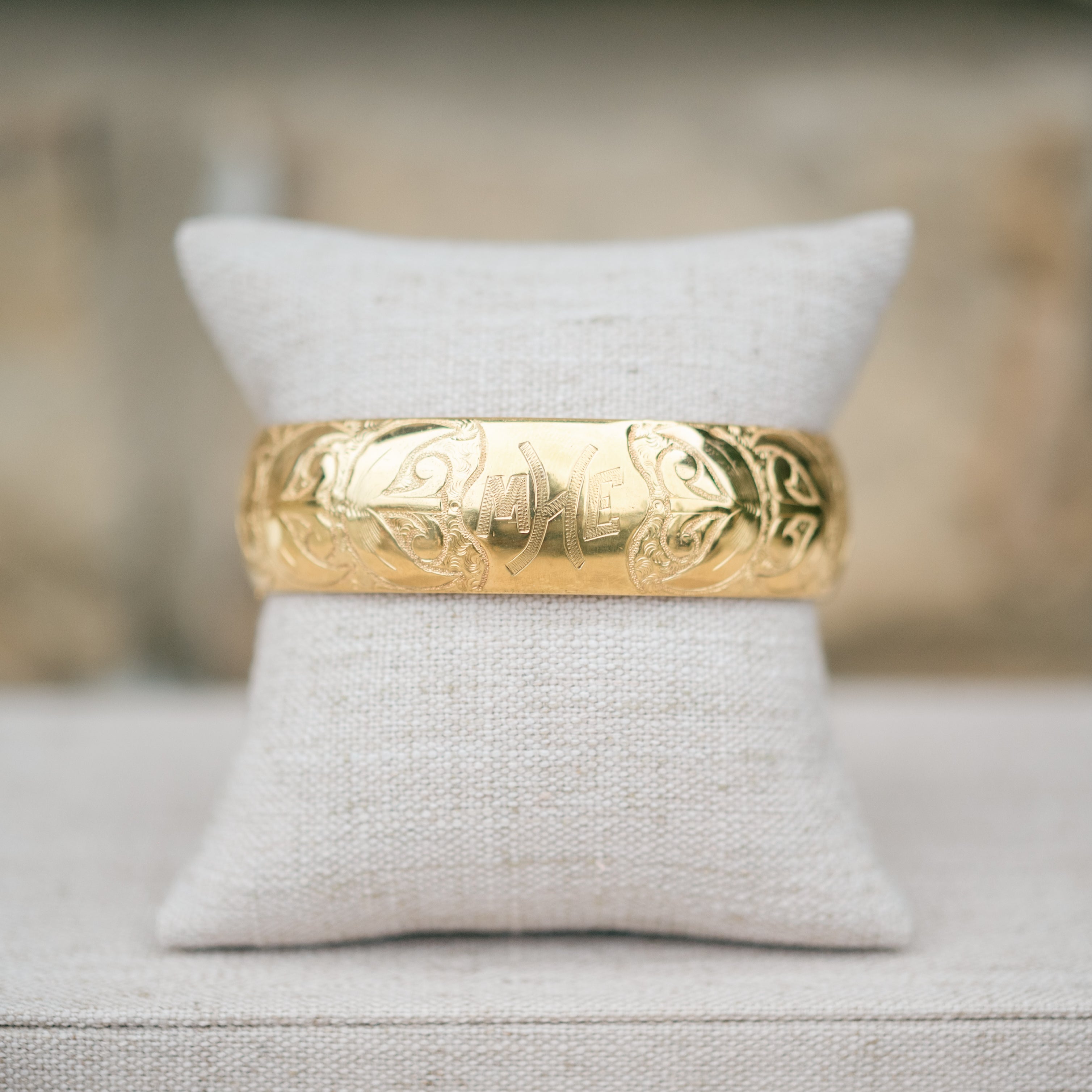 Victorian gold filled engraved bangle