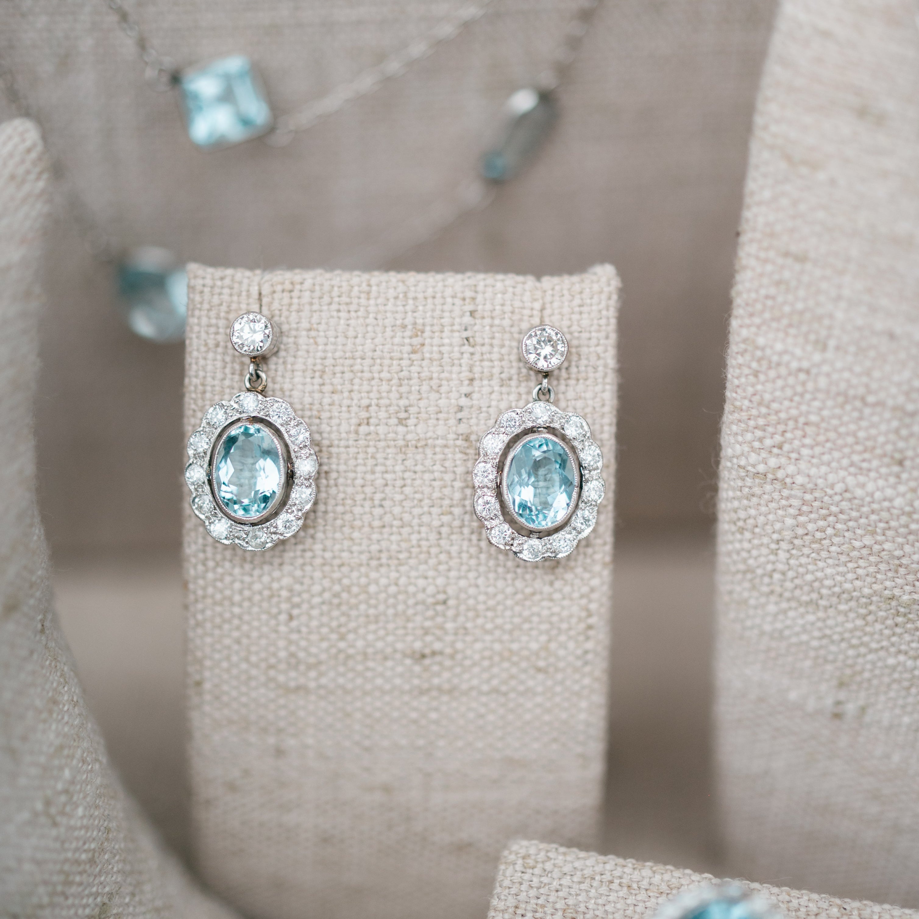 aquamarine and diamond dangles