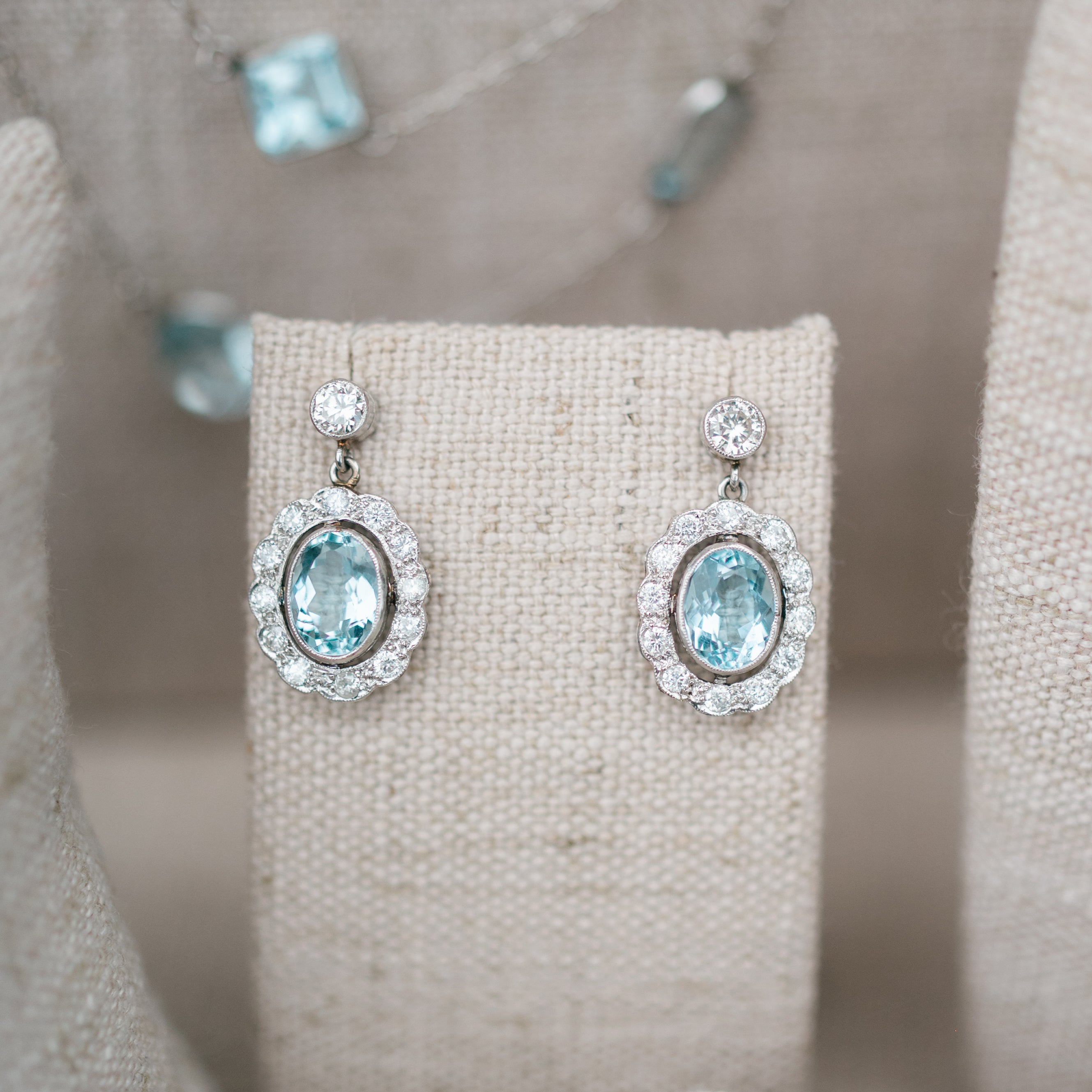 aquamarine and diamond dangles